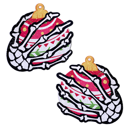 5-Pack: White Boney Skeleton Hands Holding Christmas Holiday Ornament Breast Pasties by Pastease®-0