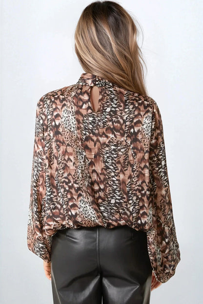 Brown Animal Print  Blouse-2