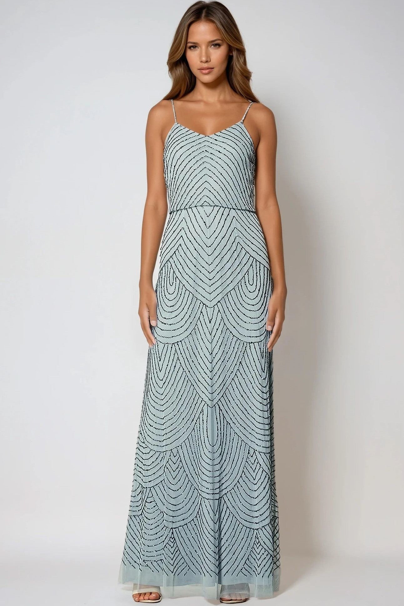 Blue Cami Embellished Maxi Dress-0