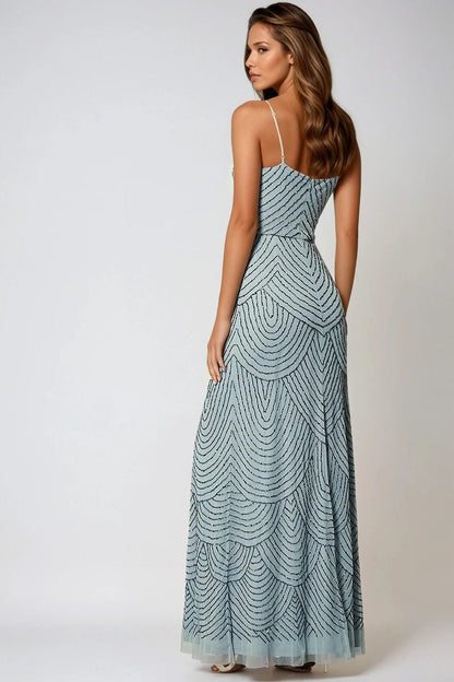 Blue Cami Embellished Maxi Dress-2