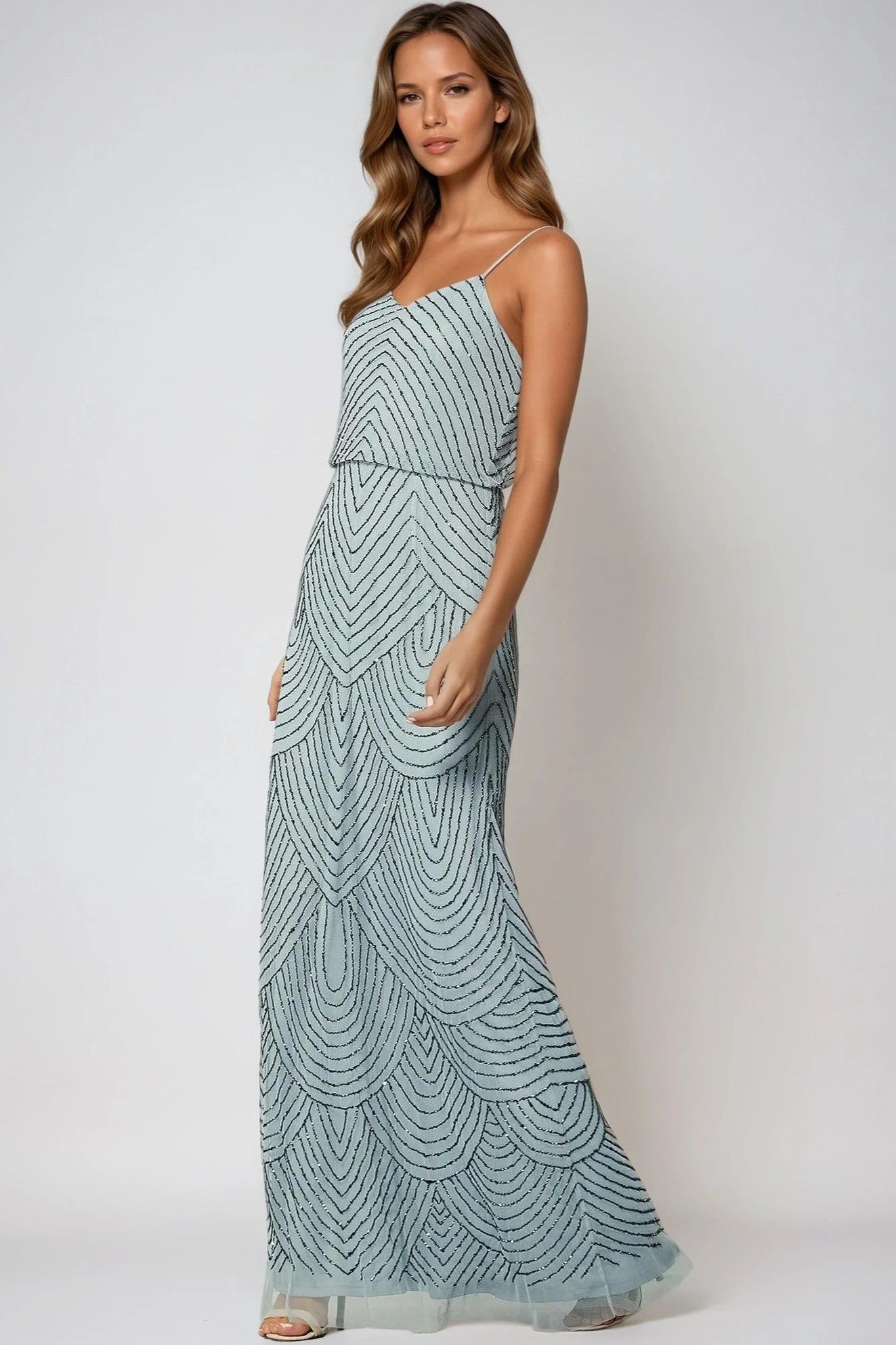 Blue Cami Embellished Maxi Dress-1