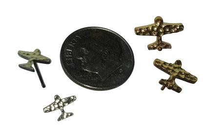 Custom Design: Airplane Stud Earrings- 18K Gold: 12mm-4