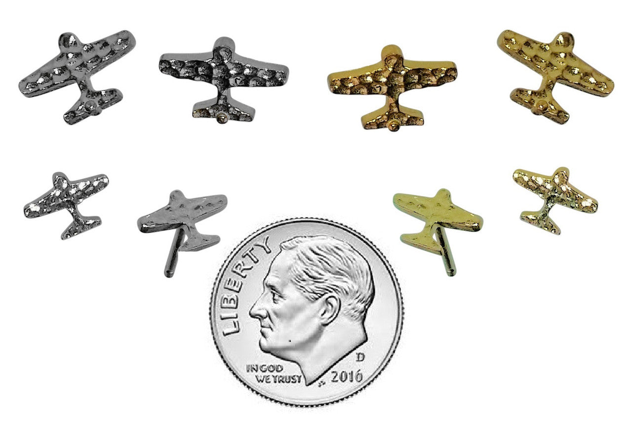 Custom Design: Airplane Stud Earrings- 18K Gold: 12mm-2