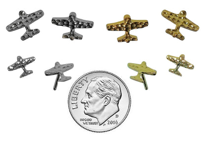 Custom Design: Airplane Stud Earrings- 18K Gold: 12mm-2