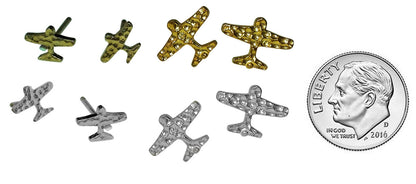 Custom Design: Airplane Stud Earrings- 18K Gold: 12mm-6