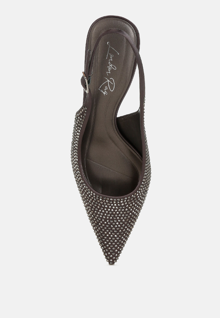 Amashi Rhinestones Embellished Slingback Sandals-4