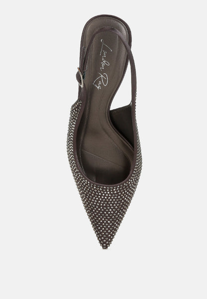 Amashi Rhinestones Embellished Slingback Sandals-4