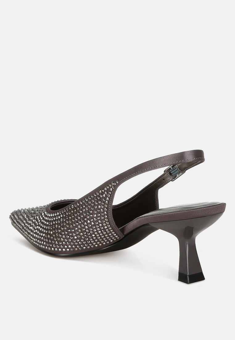 Amashi Rhinestones Embellished Slingback Sandals-3