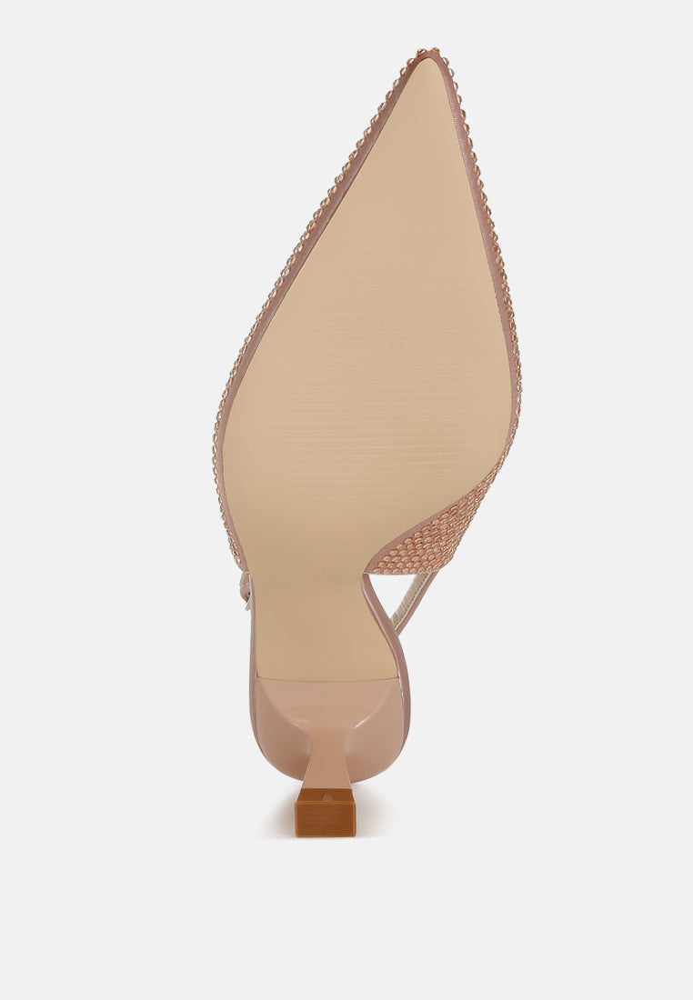 Amashi Rhinestones Embellished Slingback Sandals-1