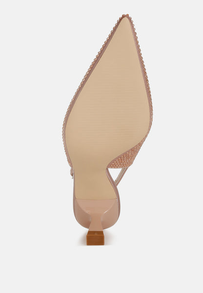 Amashi Rhinestones Embellished Slingback Sandals-1