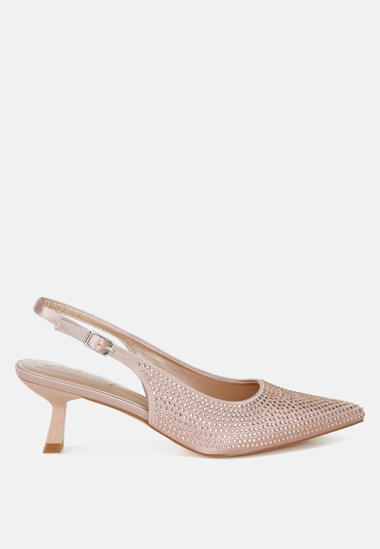 Amashi Rhinestones Embellished Slingback Sandals-5