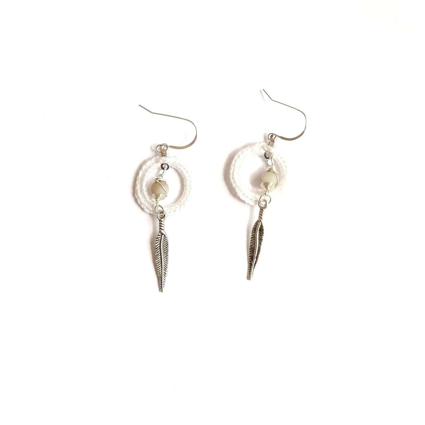 Amazonite Calm Earrings with feather-1