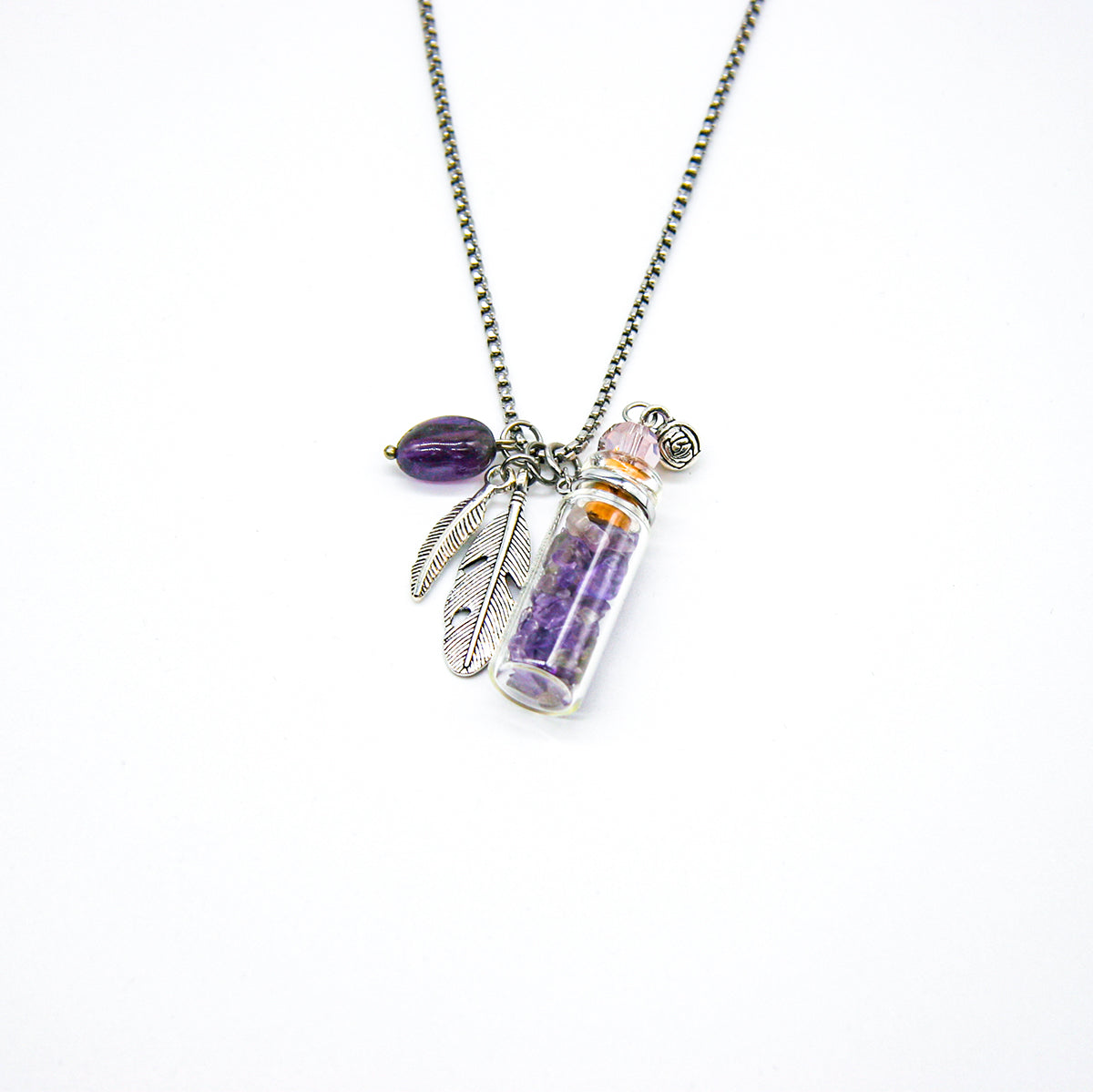 Amethyst Diffuser Necklace | Aroma Jewelry | Energy & Healing | Diffusing on the go-0