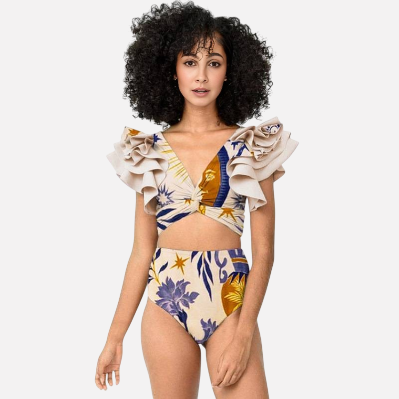 Animal Floral Print Bikini with Skirt For Women, Dumbo, BYMANYC New York.-1