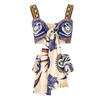 Animal Floral Print Bikini with Skirt For Women, Dumbo, BYMANYC New York.-8