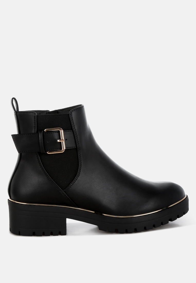 Antorin Chunky Buckle Detail Ankle Boots-5