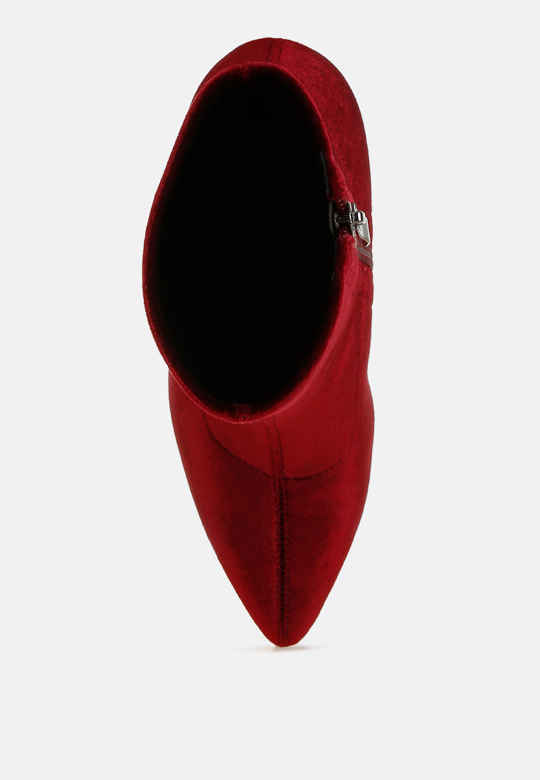 Arcturus Flared Block Heel Velvet Boots-4