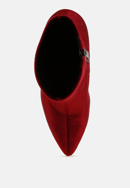 Arcturus Flared Block Heel Velvet Boots-4