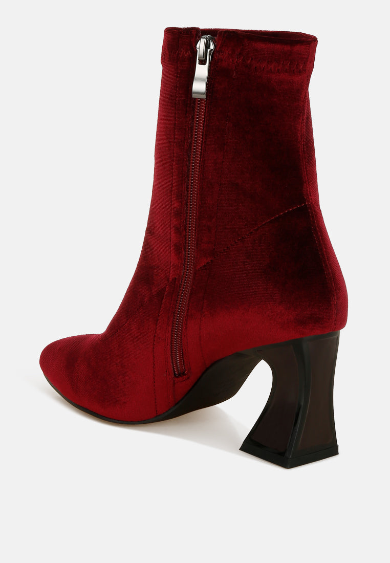 Arcturus Flared Block Heel Velvet Boots-3