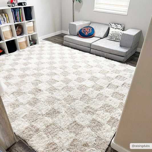 Atira Light Brown Checkered Area Rug-0