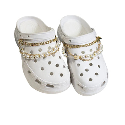 New Cross-Border Garden Shoes with Pearl Chain Accessories
