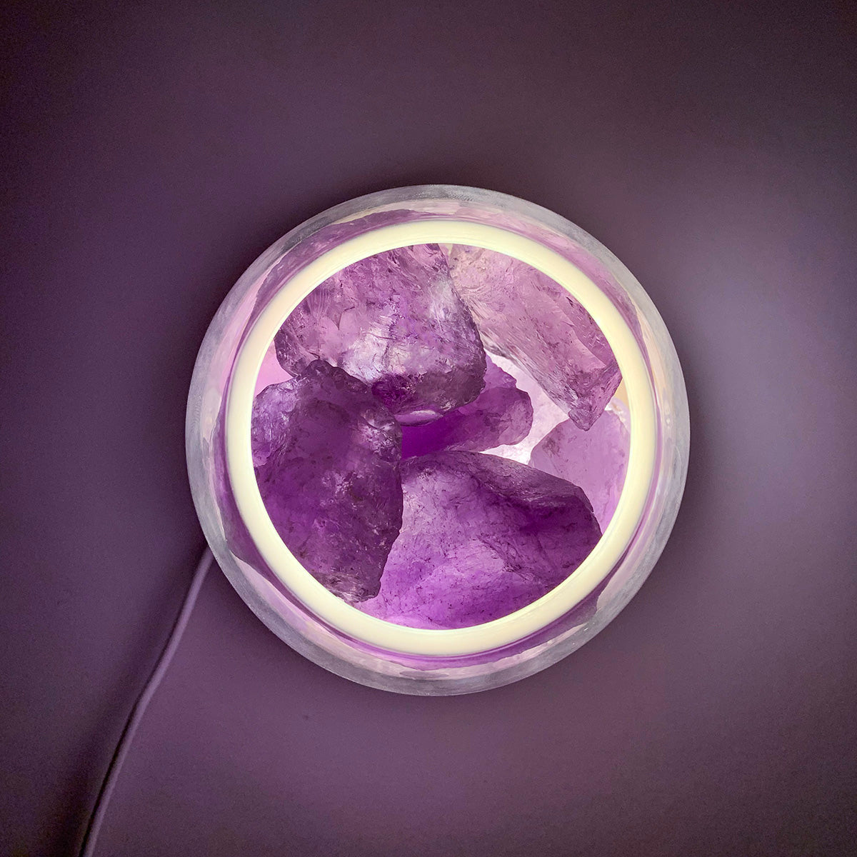 AURORA 2 Crystal Light | Essential Oil Diffusing | Natural Quartz 500g | Amethyst / Green Calcite-2