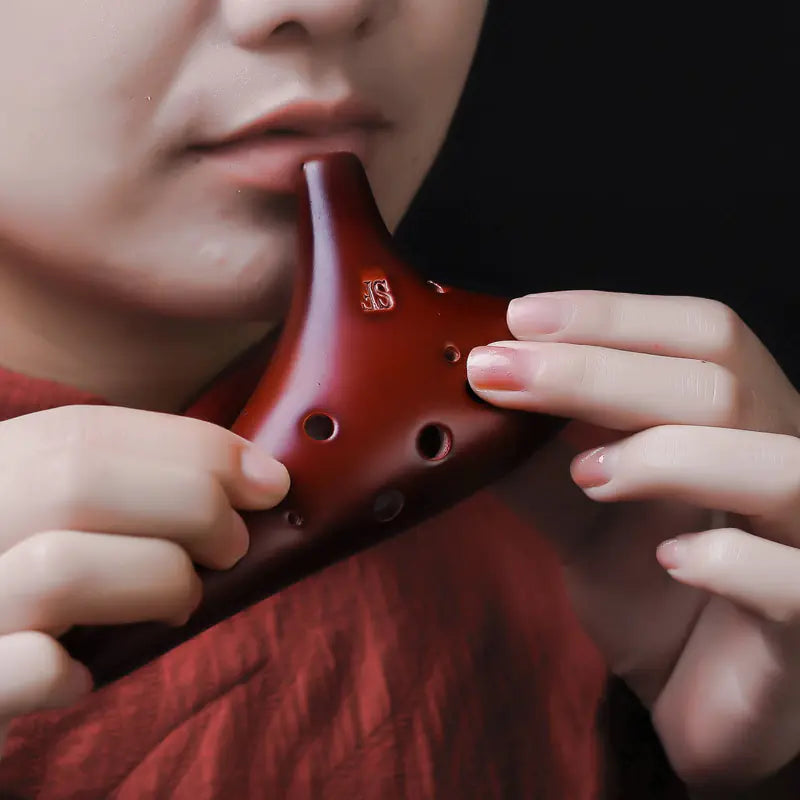 Hand-Painted 12-Hole Ocarina Set with Starry Design