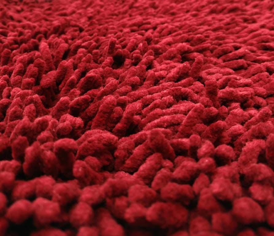 DaDa Bedding Burgundy Red Shaggy Soft Chenille Noodle Carpet Rug Bath Mat-2