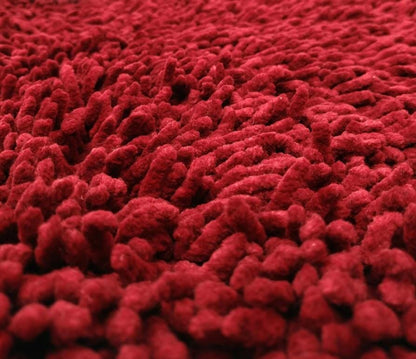 DaDa Bedding Burgundy Red Shaggy Soft Chenille Noodle Carpet Rug Bath Mat-2