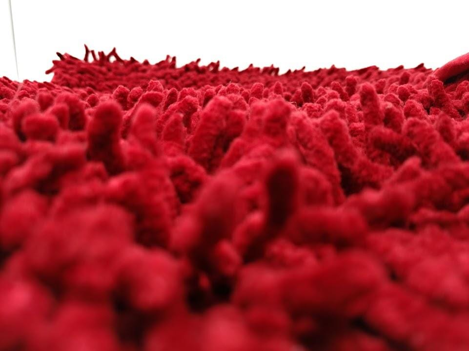 DaDa Bedding Burgundy Red Shaggy Soft Chenille Noodle Carpet Rug Bath Mat-3