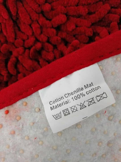 DaDa Bedding Burgundy Red Shaggy Soft Chenille Noodle Carpet Rug Bath Mat-4