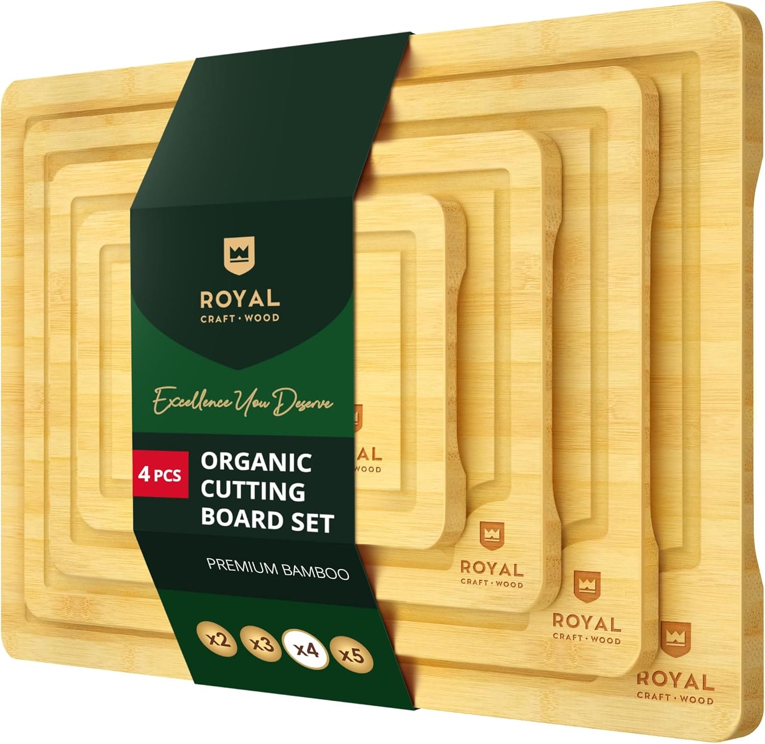 Cutting Board Set of 4, Bamboo-0