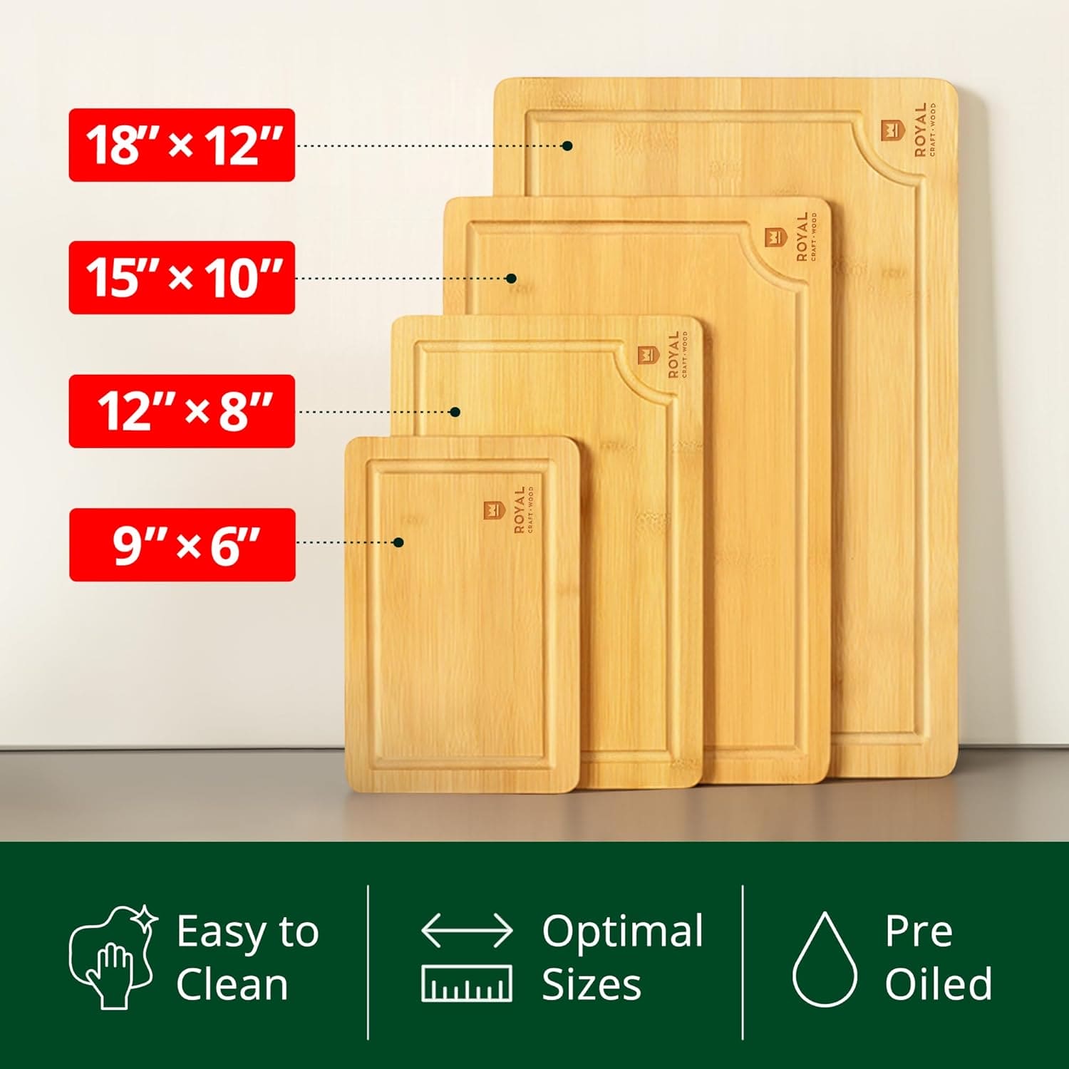 Cutting Board Set of 4, Bamboo-2