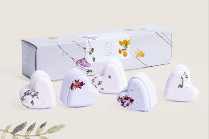 Bath Bombs - Lavender  - a Set of 5 Heart Shaped Gift box - Mother's Day best gift-2