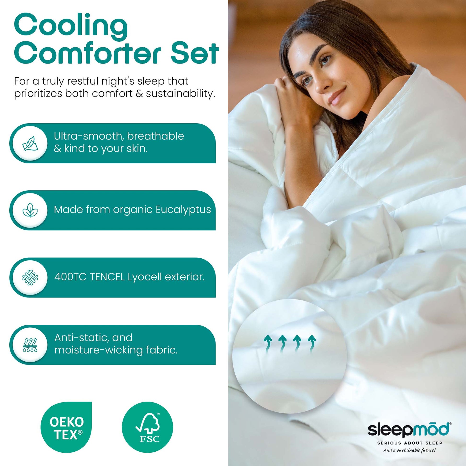 Cooling Comforter Set – Temperature-Regulating Eucalyptus Silk Comforter & Pillow Shams-2