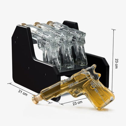 Gifts for Men Dad Whiskey Decanter Set | 7.7 Oz | Three Pistol Gun & Wooden Stand, Unique Birthday Gift Ideas Daughter Son, Home Bar Gifts, Drinking Accessories Military Present Cool Dispenser-3