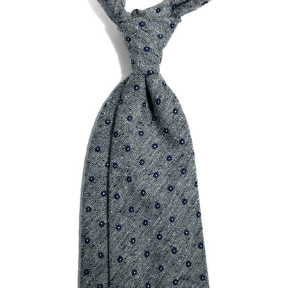 Gray Floral Wool/Silk Tie Handmade in Italy-1