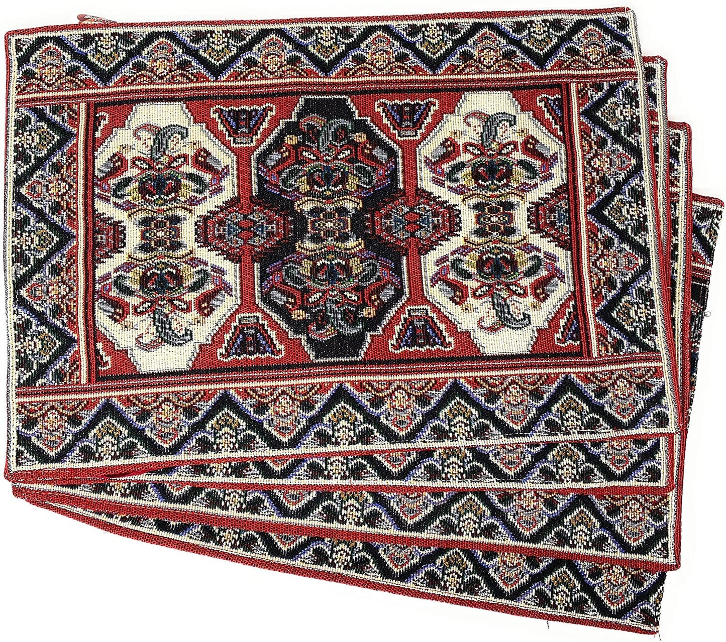 DaDalogy Set of 4-Pieces Majestic Kilim Red Persian Rug Woven Tapestry Placemats 13” x 19” (18195)-0