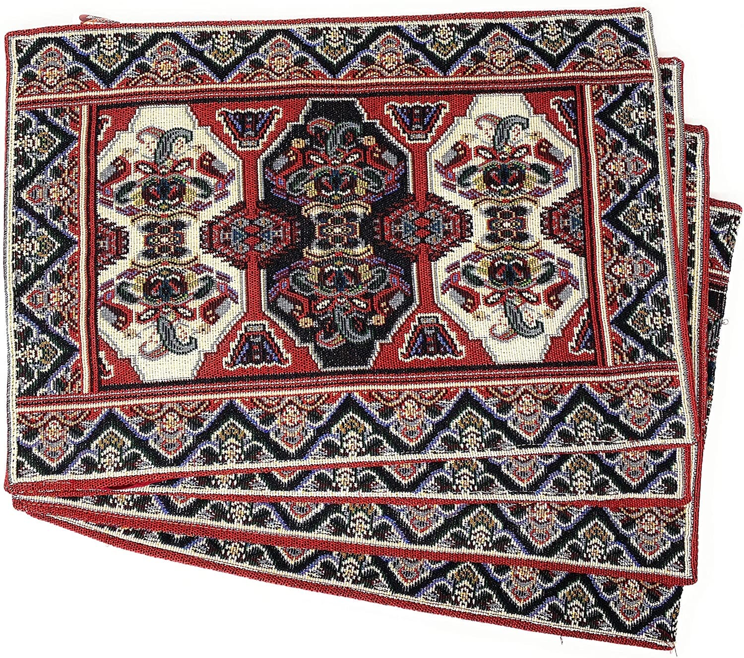 DaDalogy Set of 4-Pieces Majestic Kilim Red Persian Rug Woven Tapestry Placemats 13” x 19” (18195)-0