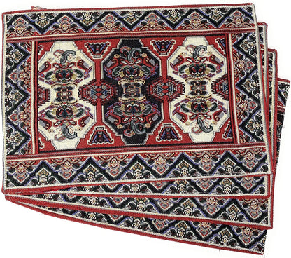 DaDalogy Set of 4-Pieces Majestic Kilim Red Persian Rug Woven Tapestry Placemats 13” x 19” (18195)-0