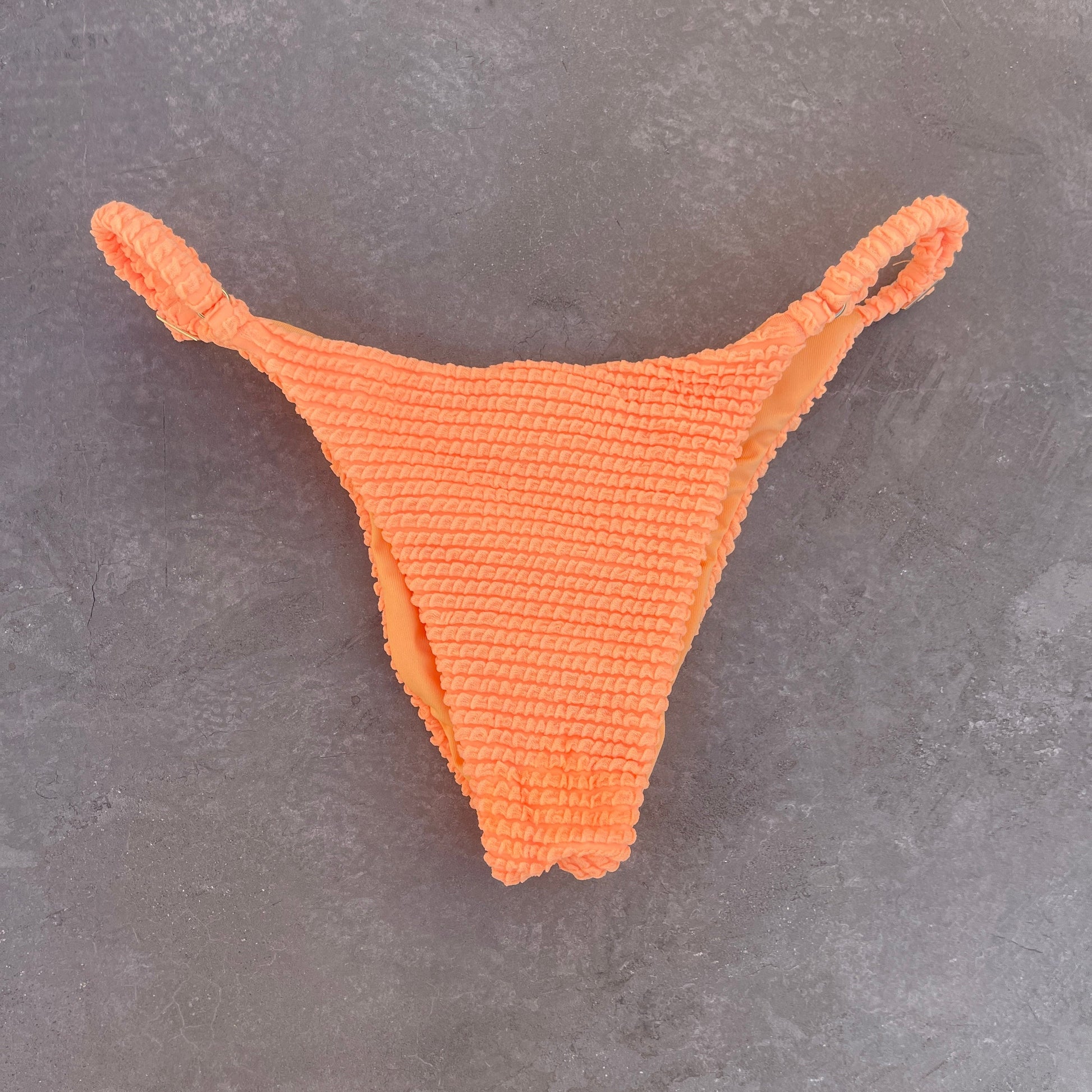 Energy Orange Textured Tanga Bikini Bottom-1