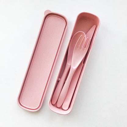 Biodegradable Reusable Wheat Straw Cutlery Set - Plastic Free Zero Waste Sustainable Office, Outdoor, Camping, School, Party & Kids lunchbox-2