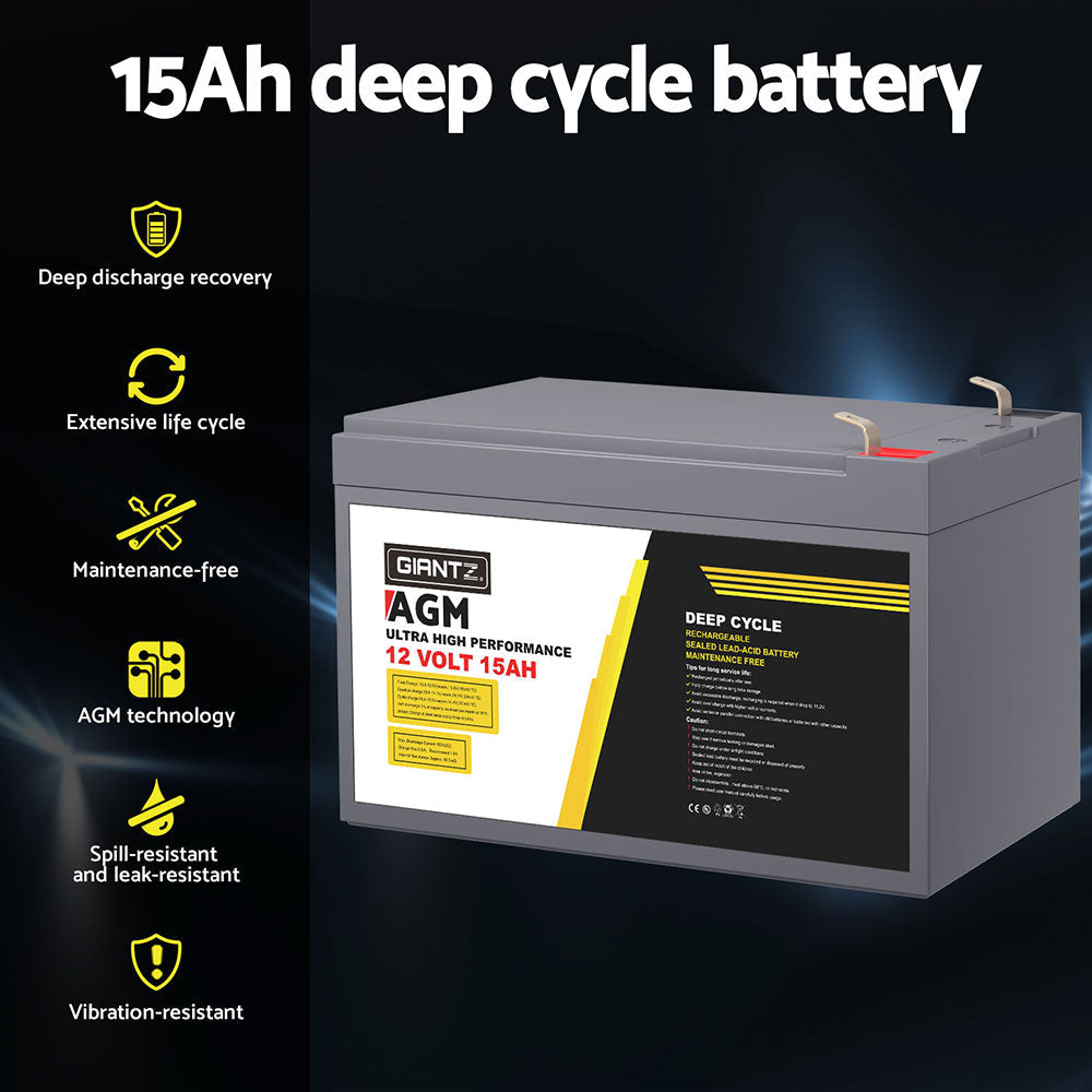 NNEDSZ Battery 12V 15Ah Deep Cycle Box Portable Solar Caravan Camping-3