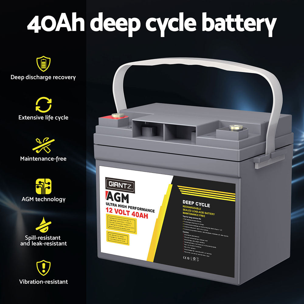 NNEDSZ Battery 12V 40Ah Deep Cycle Box Portable Solar Caravan Camping-3