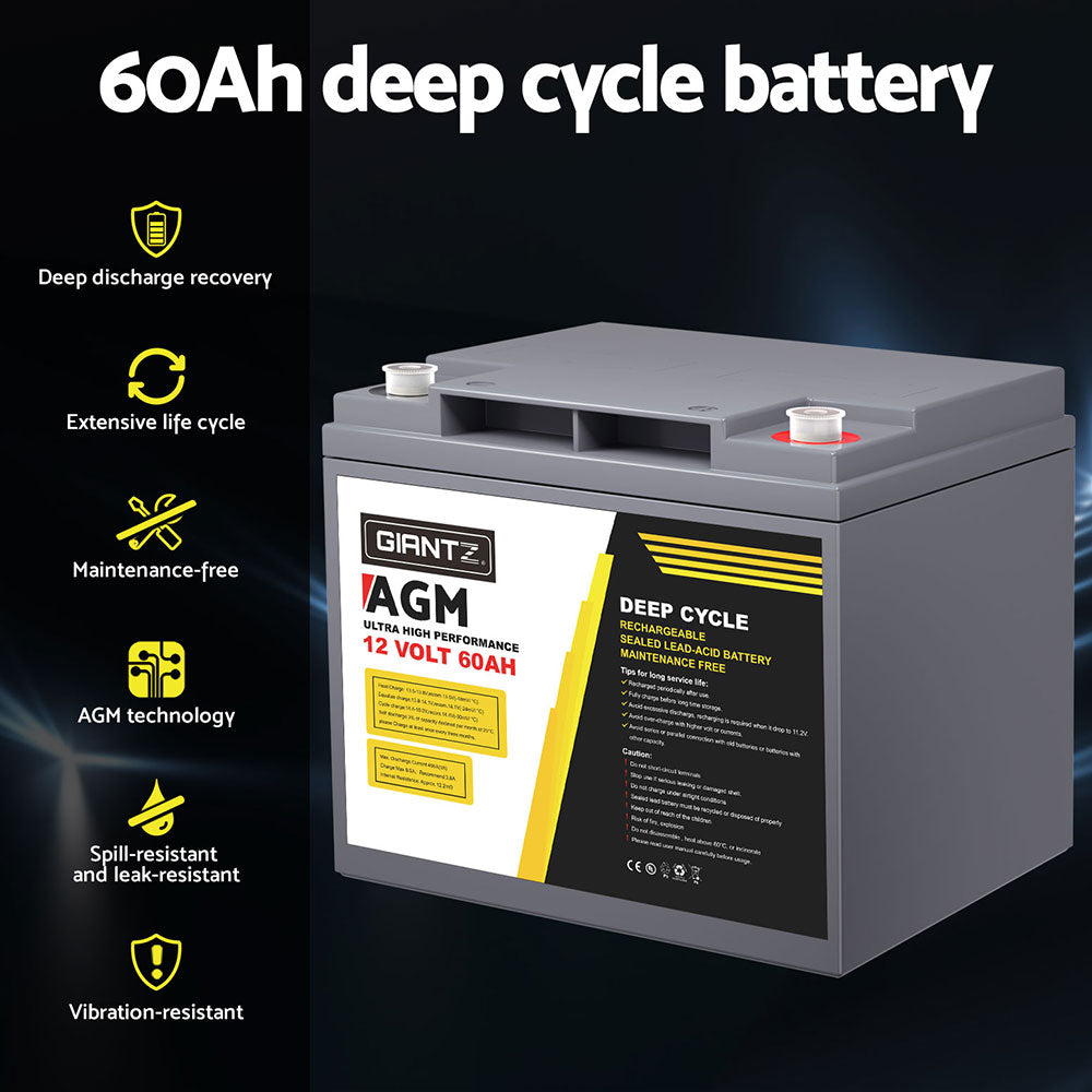NNEDSZ Battery 12V 60Ah Deep Cycle Box Portable Solar Caravan Camping-3