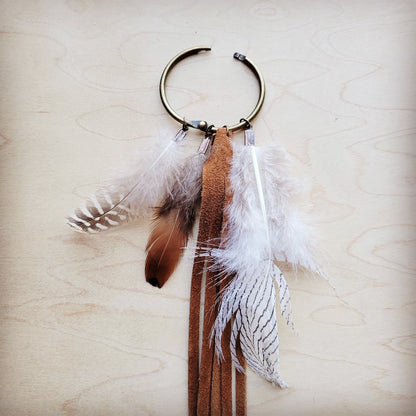 Boho Western Boot Bling Charm with Leather Fringe Cognac 500e-0