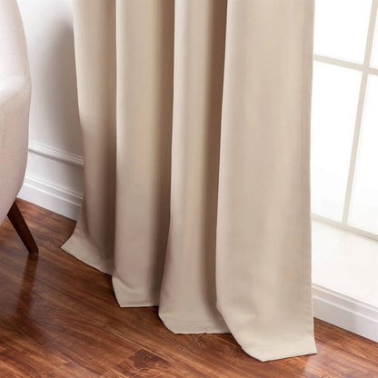 52 x 54 inch Solid Beige Cream Thermal Blackout Curtain Panels - Set of 2-1