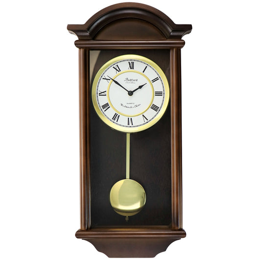 Bedford Clock Collection George 22 Inch Chestnut Wood Chiming Pendulum Wall Clock-0
