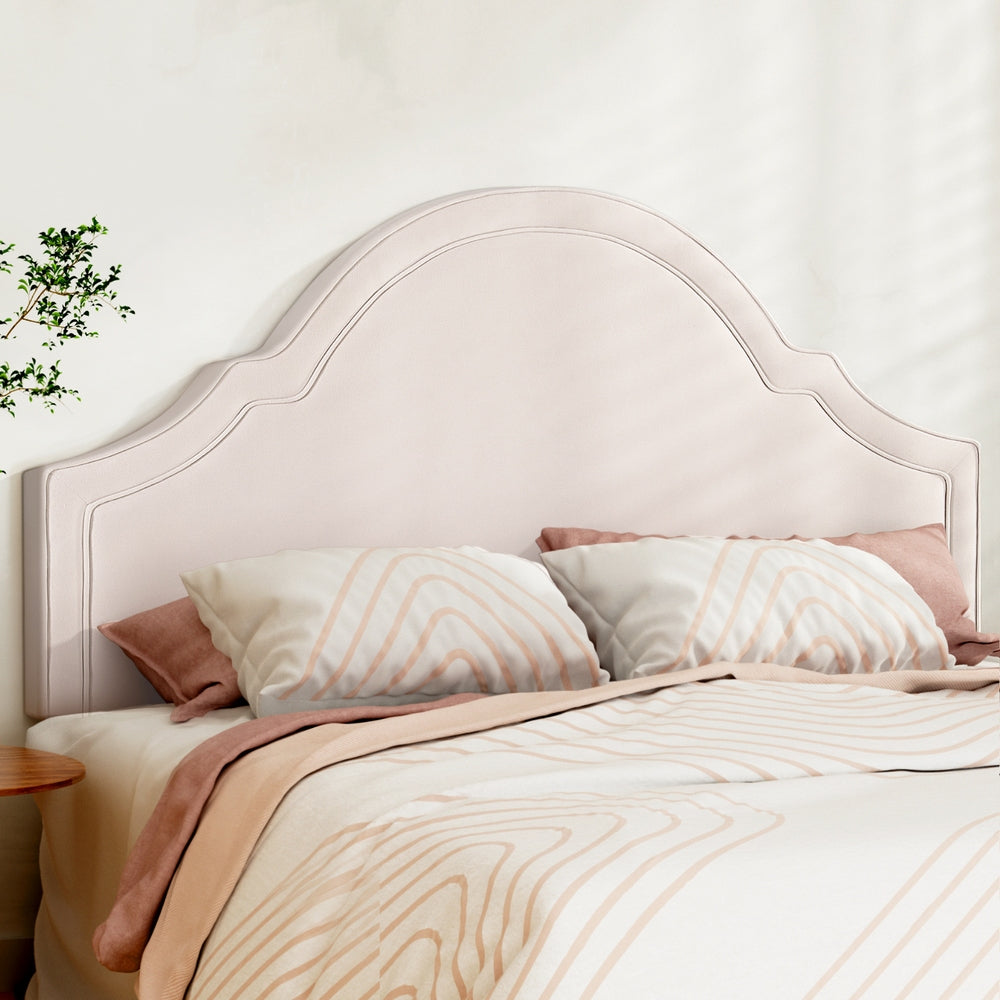 NNEDSZ Bed Frame Bed Head Headboard King Velvet IRIS Beige-4