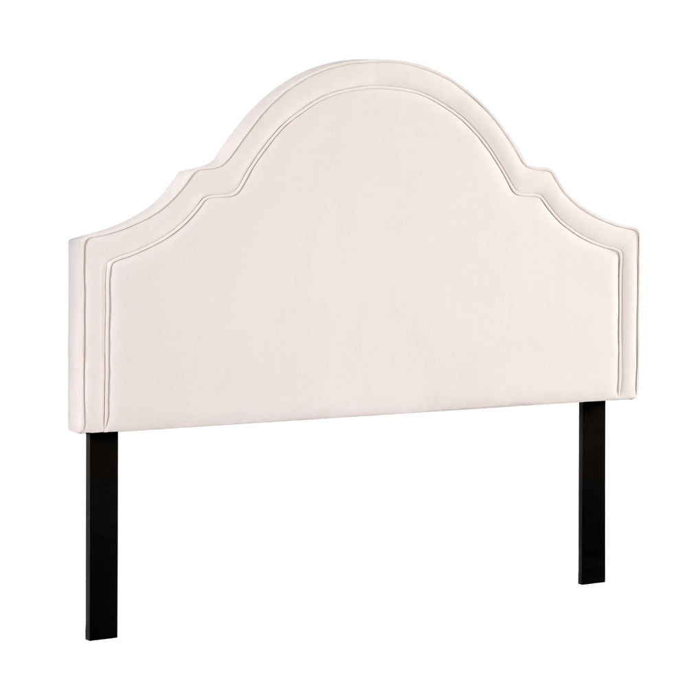 NNEDSZ Bed Frame Bed Head Headboard Queen Velvet IRIS Beige-0
